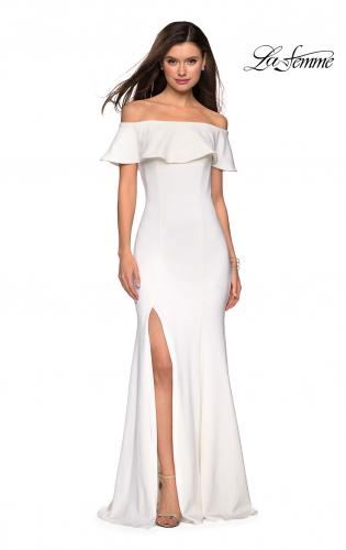 Embossed Off Shoulder White Dress
